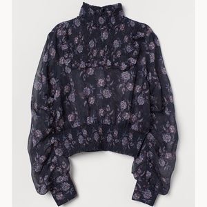 H&M (2 for 1) Sheer Smocked Blouse / high neck